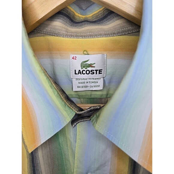 Vintage Lacoste Striped Short Sleeve Shirt Size 42, RN87651 - Picture 8 of 10
